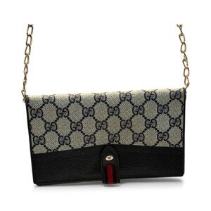 Vintage Gucci  signature Anniversary  Collection trifold wallet on chain